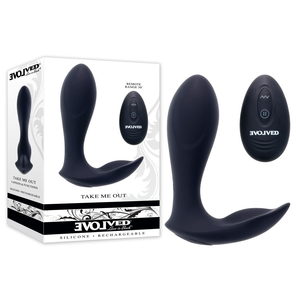 Evolved TAKE ME OUT Black USB Rechargeable Wearable Vibrator with Remote Control