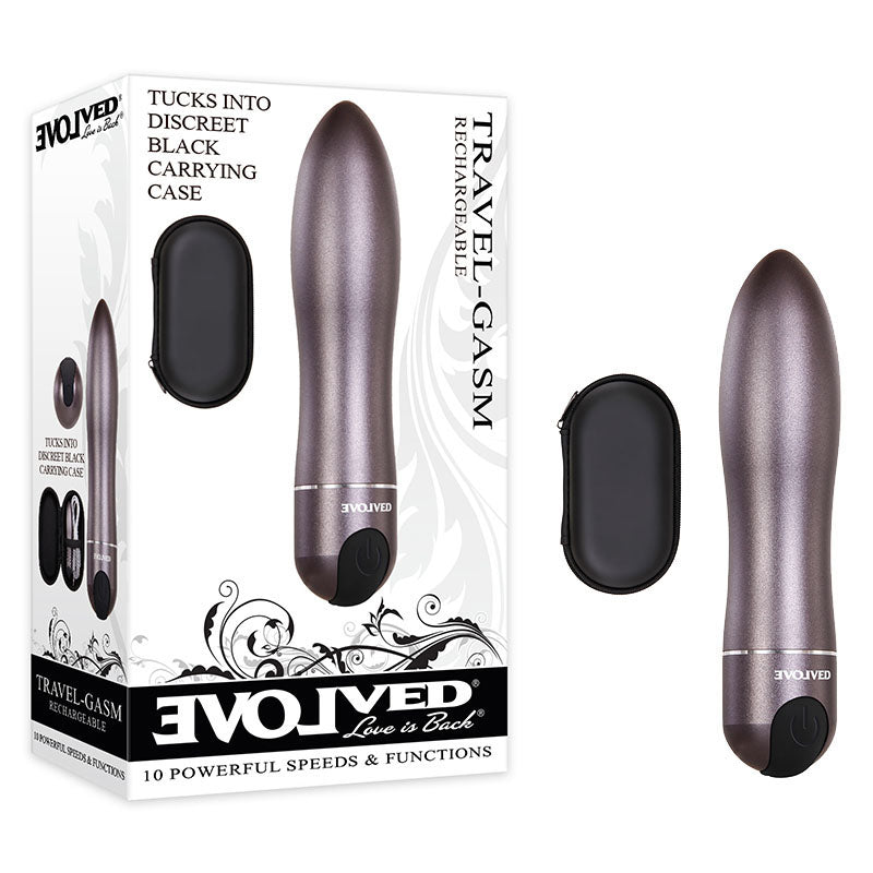 Evolved Travel - Gasm - Gray 9 cm USB Rechargeable Bullet with Travel Case