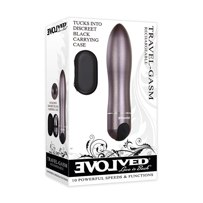 Evolved Travel - Gasm - Gray 9 cm USB Rechargeable Bullet with Travel Case