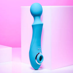 Evolved WANDERFUL SUCKER - Blue 21.6 cm USB Rechargeable Massage Wand with Suction