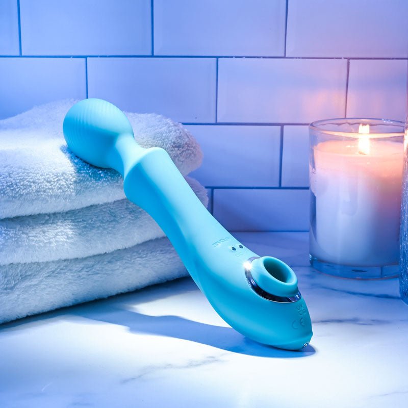 Evolved WANDERFUL SUCKER - Blue 21.6 cm USB Rechargeable Massage Wand with Suction