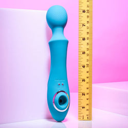 Evolved WANDERFUL SUCKER - Blue 21.6 cm USB Rechargeable Massage Wand with Suction