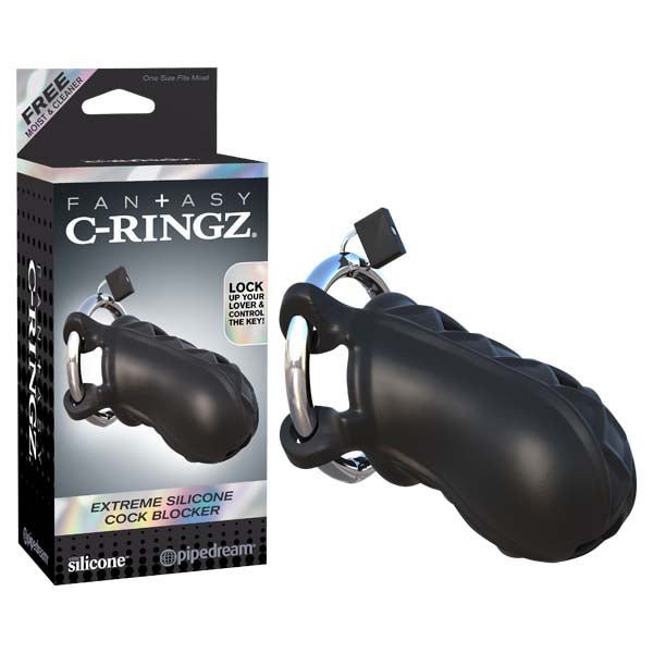 Fantasy C - Ringz Extreme Silicone Cock Blocker - Black Cock Cage