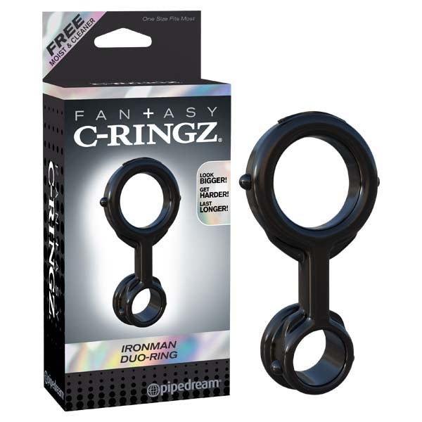 Fantasy C - ringz Ironman Duo Ring - Black Cock & Ball Rings