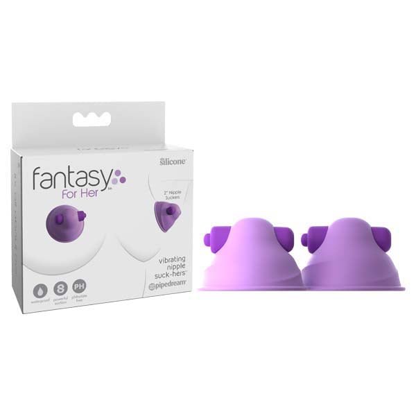 Fantasy For Her Vibrating Nipple Suck - Hers - Purple 5 cm Vibrating Nipple Suckers - Set of 2