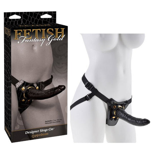 Fetish Fantasy Gold Designer Strap - On - Black/Gold 18 cm (7'') Strap - On