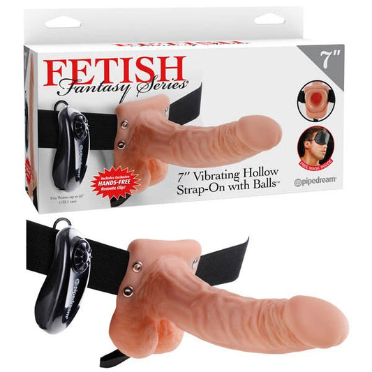 Fetish Fantasy Series 7'' Vibrating Hollow Strap - on With Balls - Flesh 17.8 cm (7'') Vibrating Hollow Strap - On