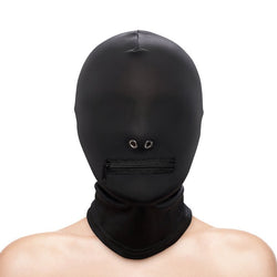 Fetish & Fantasy - Zippered Mouth Hood - Black Hood