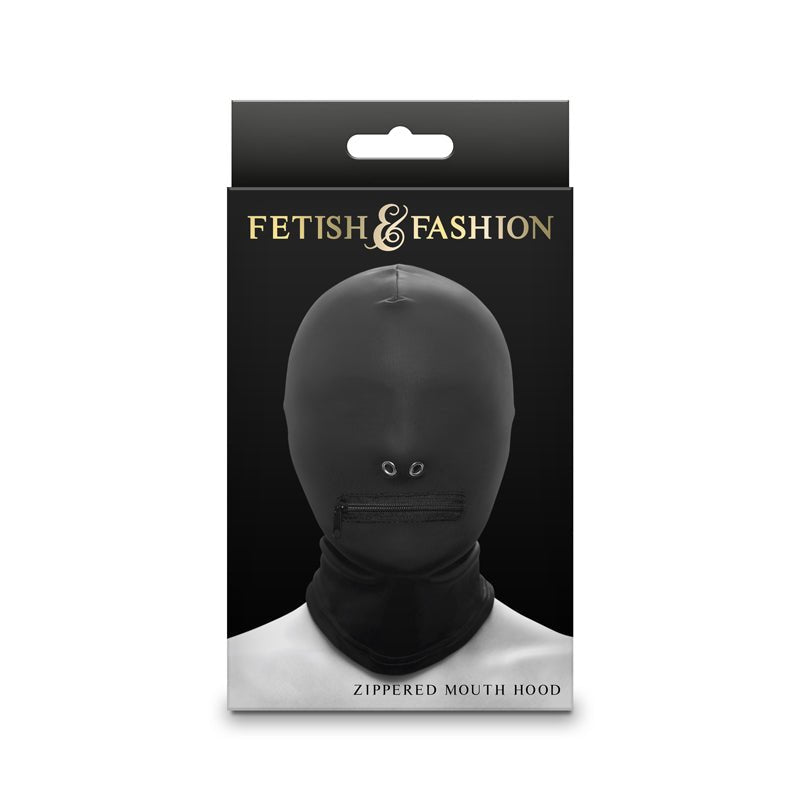 Fetish & Fantasy - Zippered Mouth Hood - Black Hood