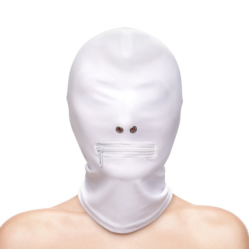 Fetish & Fashion - Zippered Mouth Hood - White Hood