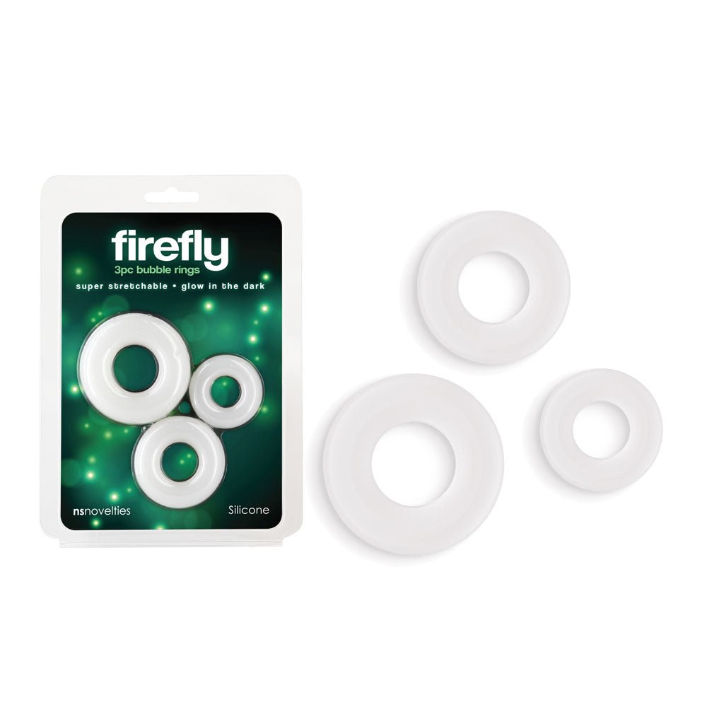 Firefly 3pc Bubble Rings Glow in Dark Cock Rings - Set of 3 Sizes