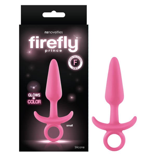 Firefly Prince Glow-in-Dark Pink 10.9 cm Small Butt Plug with Ring Bull