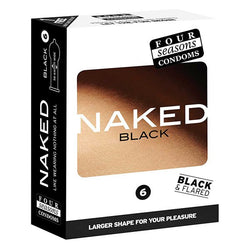 Four Seasons Naked Black - Ultra Thin Black Condoms - 6 Pack