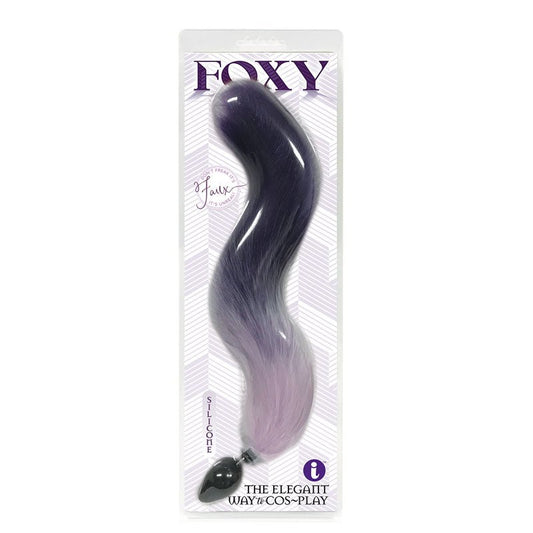 Foxy Fox Tail Silicone Butt Plug - Purple Gradient - 46 cm Tail