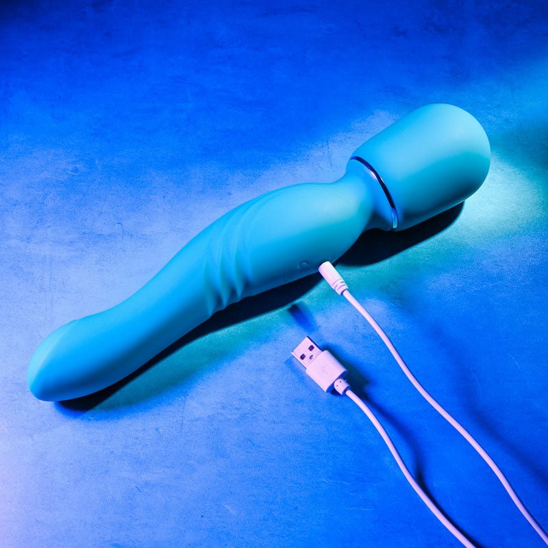 Gender X DOUBLE THE FUN - Blue 26.7 cm USB Rechargeable Dual Ended Vibrator Wand