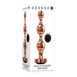 Gender X GOLD DIGGER Medium - Rose Gold Medium Butt Plug with Black Gem Base