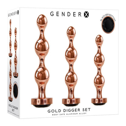 Gender X GOLD DIGGER SET - Rose Gold Metallic Butt Plugs - Set of 3 Sizes