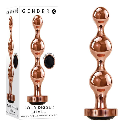 Gender X GOLD DIGGER SMALL - Rose Gold Small Butt Plug with Black Gem Base