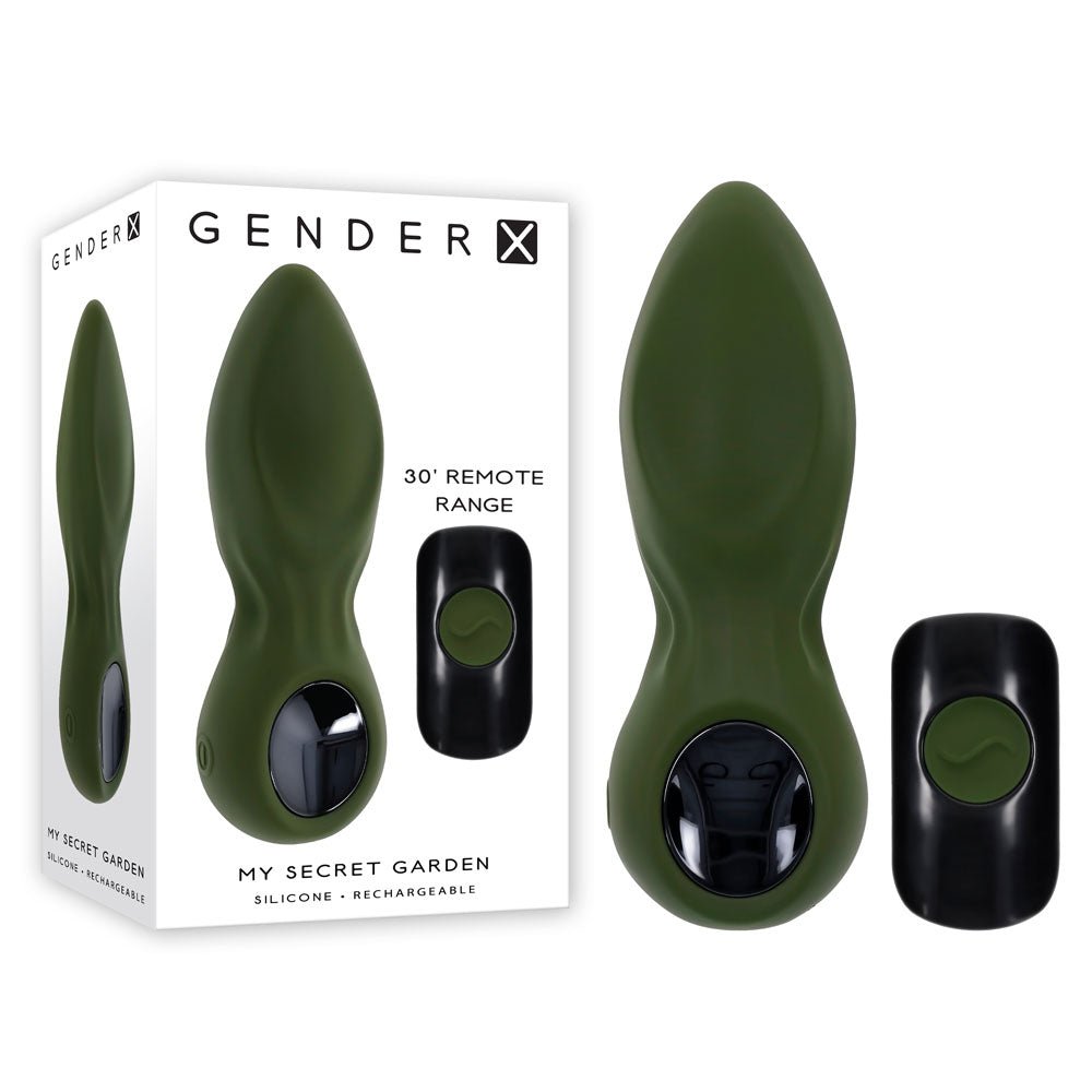 Gender X MY SECRET GARDEN Green 14.6 cm USB Rechargeable Vibrating Butt Plug with Remote Control