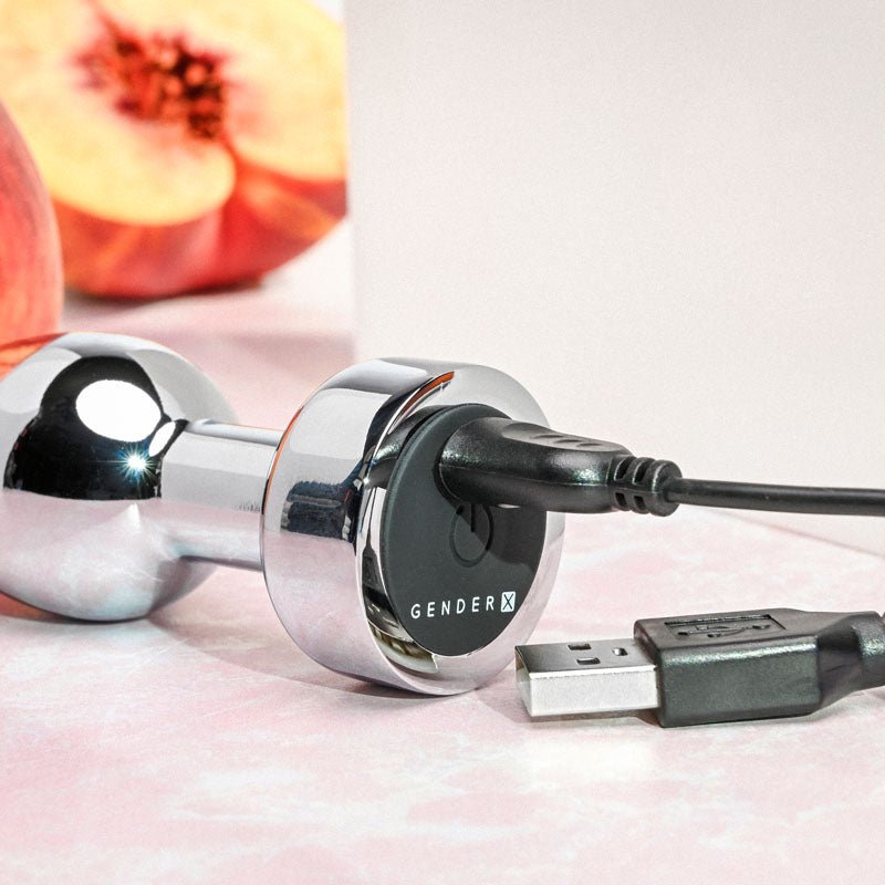 Gender X ROCKIN' METAL PLUG - Metallic 9.3 cm USB Rechargeable Butt Plug