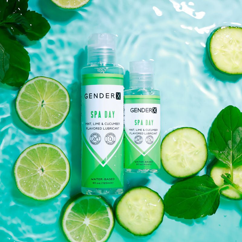 Gender X SPA DAY Flavoured Lube - 120 ml - Mint, Lime & Cucumber Flavoured Water Based Lubricant - 120 ml Bottle