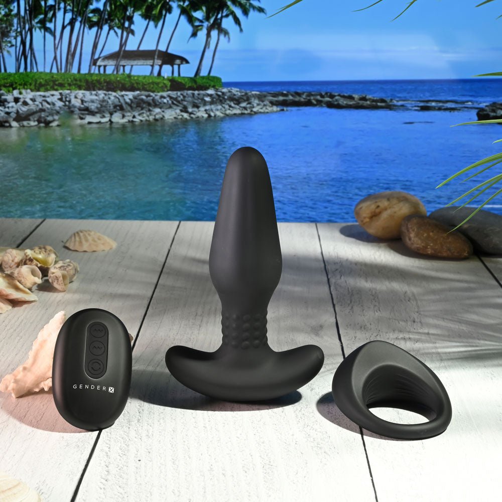 Gender X TEAMWORK Black Rimming Butt Plug & Vibrating Cock Ring