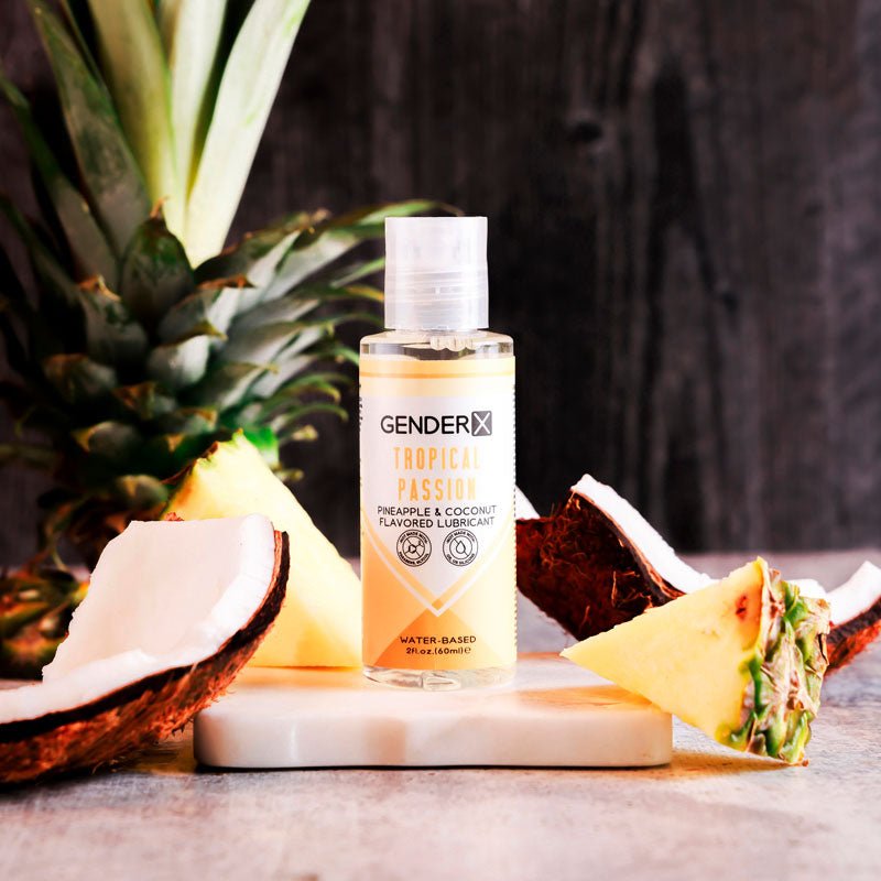 Gender X TROPICAL PASSION Flavoured Lube - 60 ml - Pineapple & Coconut Flavoured Water Based Lubricant - 60 ml Bottle