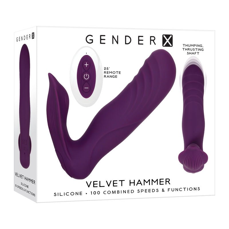 Gender X VELVET HAMMER Purple Rechargeable Wearable Vibe with Remote