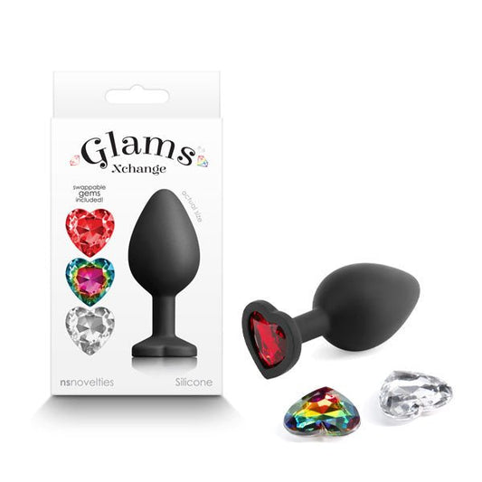 Glams Xchange Heart - Medium Black Medium Butt Plug