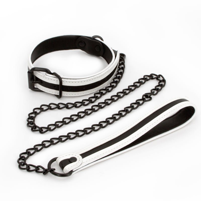 GLO Bondage Collar and Leash - Glow In Dark Restraint