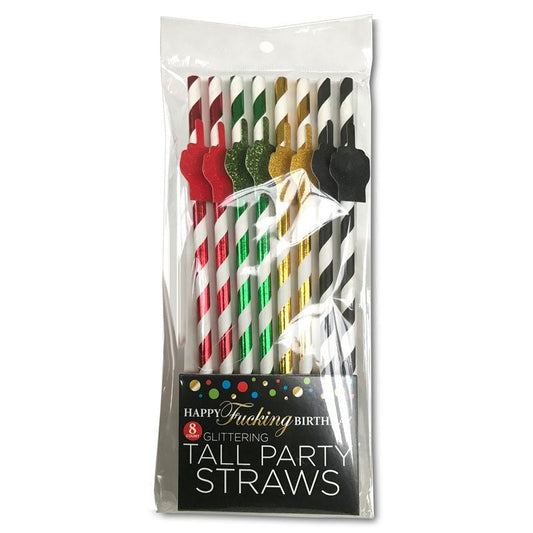 Happy Fucking Birthday Tall Party Straws - Party Straws - 8 Pack