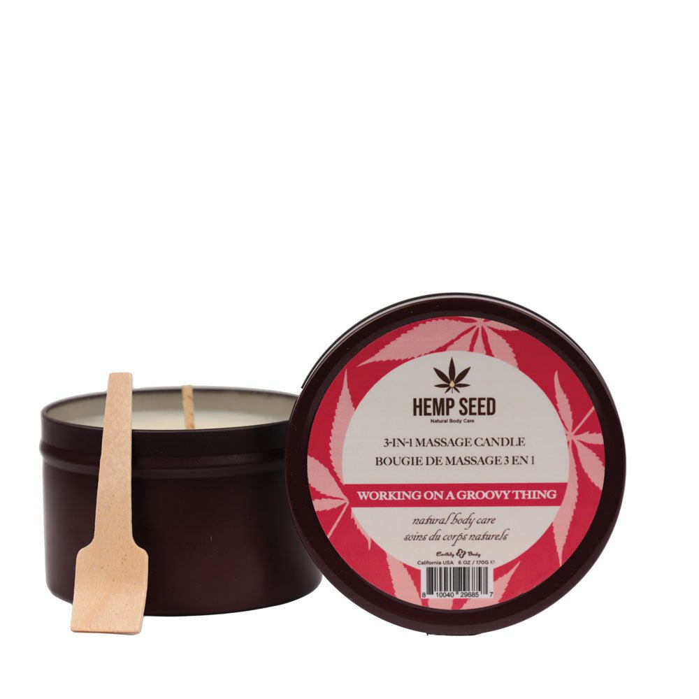 Hemp Seed 3 - In - 1 Massage Candle Working On A Groovy Thing (Wild Berries, Night Blooming Jasmine, Warm Amber) - 170 g