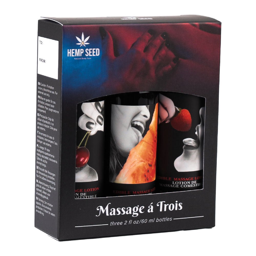 Hemp Seed Edible Massage A Trois Edible Massage Lotion Kit - 3 Bottle Set