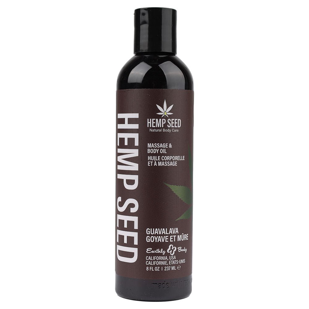 Hemp Seed Massage Body Oil - Guavalava (Guava & Blackberry) Scented - 237 ml Bottle