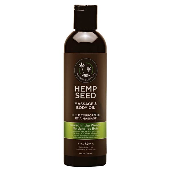 Hemp Seed Massage Body Oil - Naked In The Woods (White Tea & Ginger) Scented - 237 ml Bottle