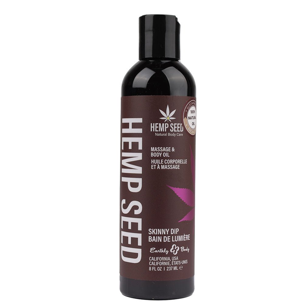 Hemp Seed Massage & Body Oil - Skinny Dip (Vanilla & Fairy Floss) Scented - 237 ml Bottle