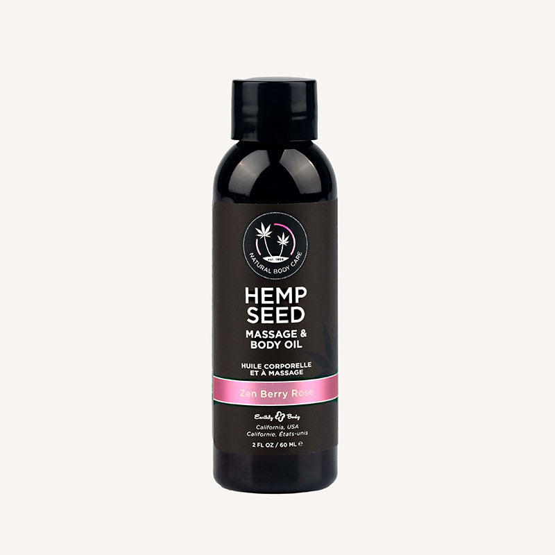 Hemp Seed Massage & Body Oil - Zen Berry Rose (Blackberry, Yellow Rose & Amber) Scented - 59 ml