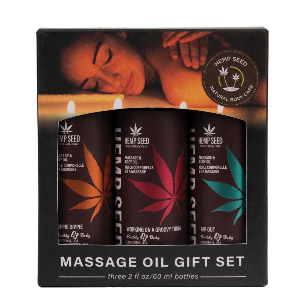 Hemp Seed Summer Massage Oil Trio Gift Set Scented Massage Oils - 3 x 59 ml Bottles