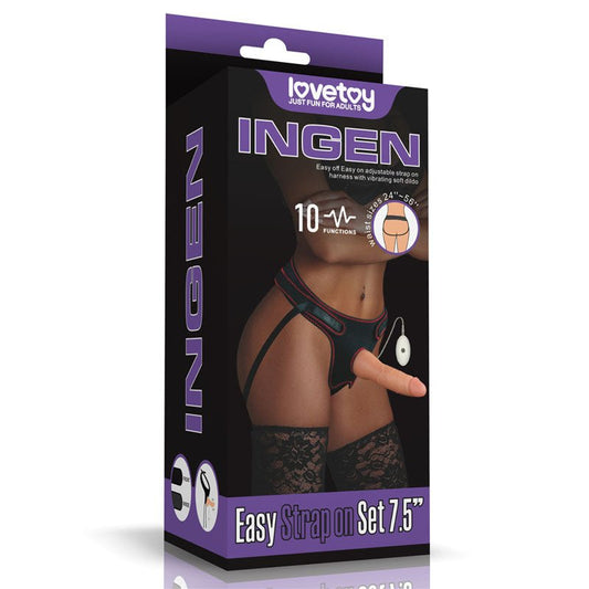 Ingen Vibrating Easy Strap - On Set Flesh 19 cm (7.5'') Vibrating Strap - On