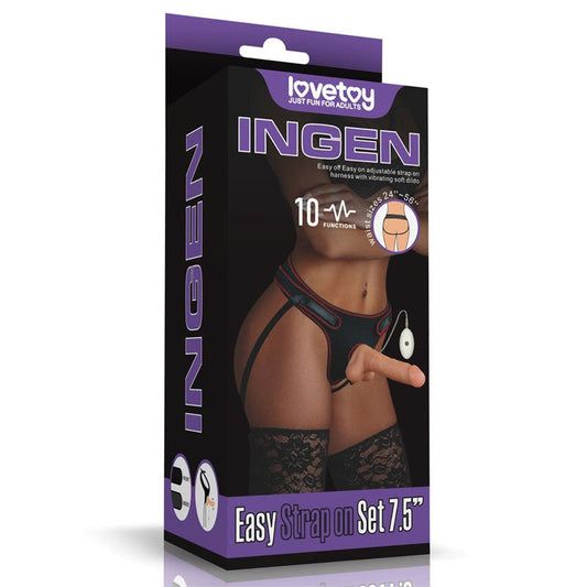 Ingen Vibrating Easy Strap - On Set Flesh 19 cm (7.5'') Vibrating Strap - On