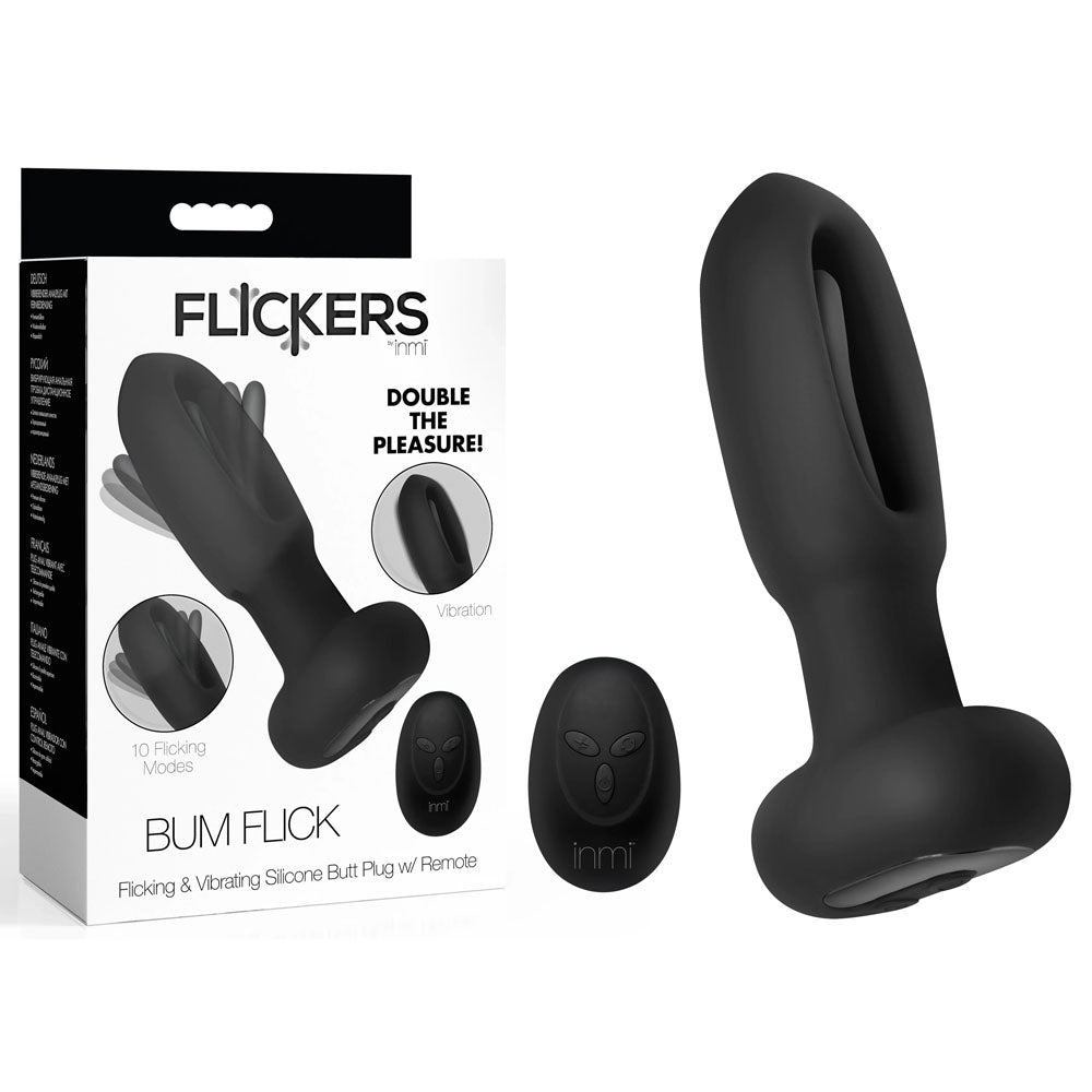 Inmi Flickers Bum Flick Flicking & Vibrating Butt Plug 14cm USB Rechargeable with Remote