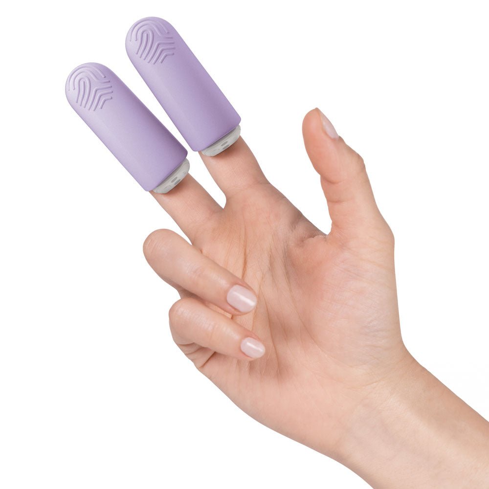 JimmyJane Hello Touch Pro Purple Vibrating Finger Stimulators with Charging Pod