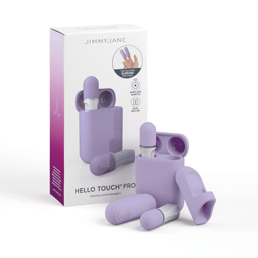 JimmyJane Hello Touch Pro Purple Vibrating Finger Stimulators with Charging Pod