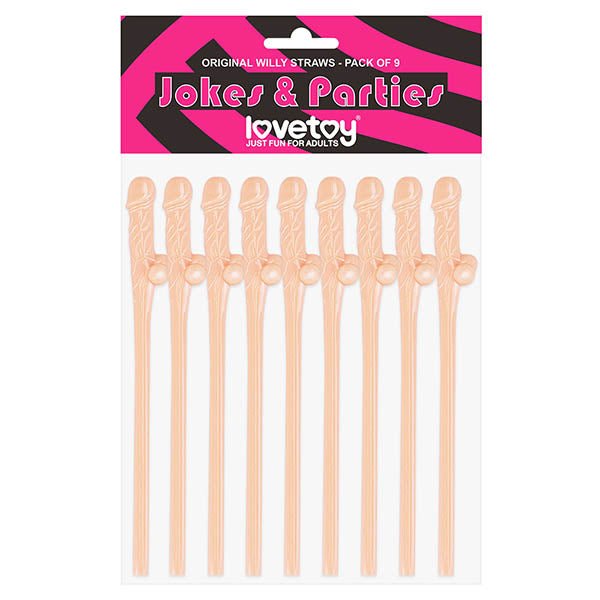 Jokes & Parties Original Willy Straws Flesh Dicky Straws - Set of 9