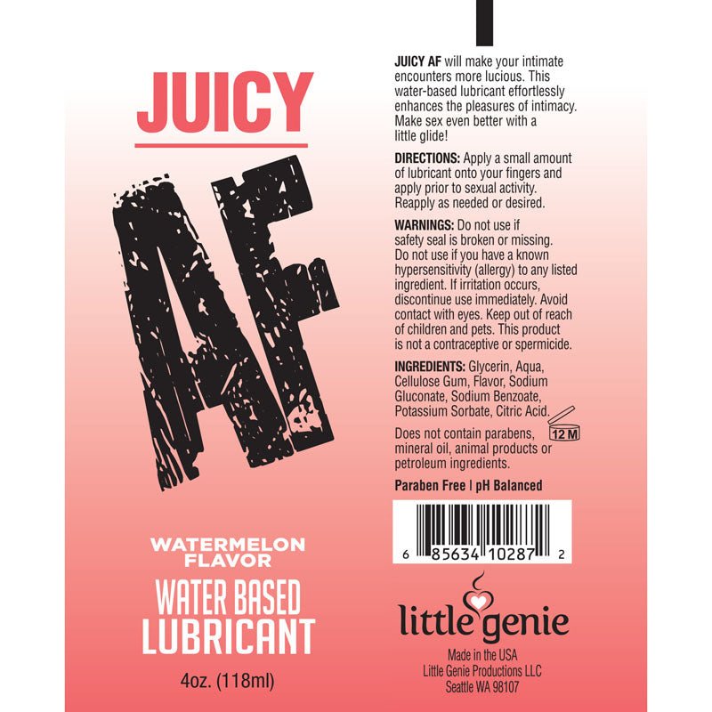 Juicy AF - Watermelon - Watermelon Flavoured Water Based Lubricant - 120 ml Tube