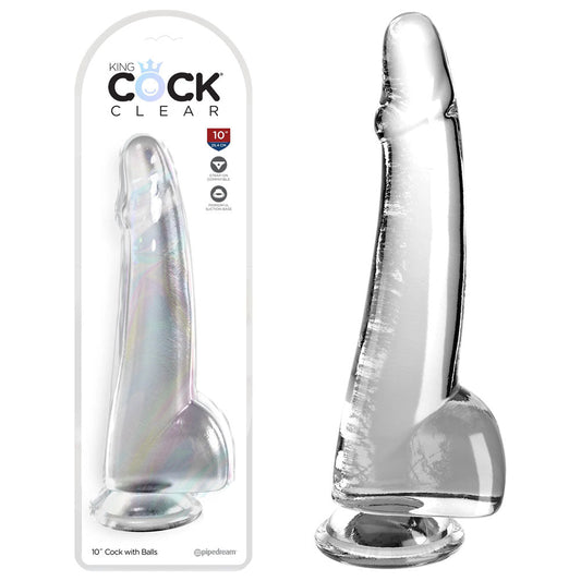 King Cock 10'' Cock with Balls - Clear