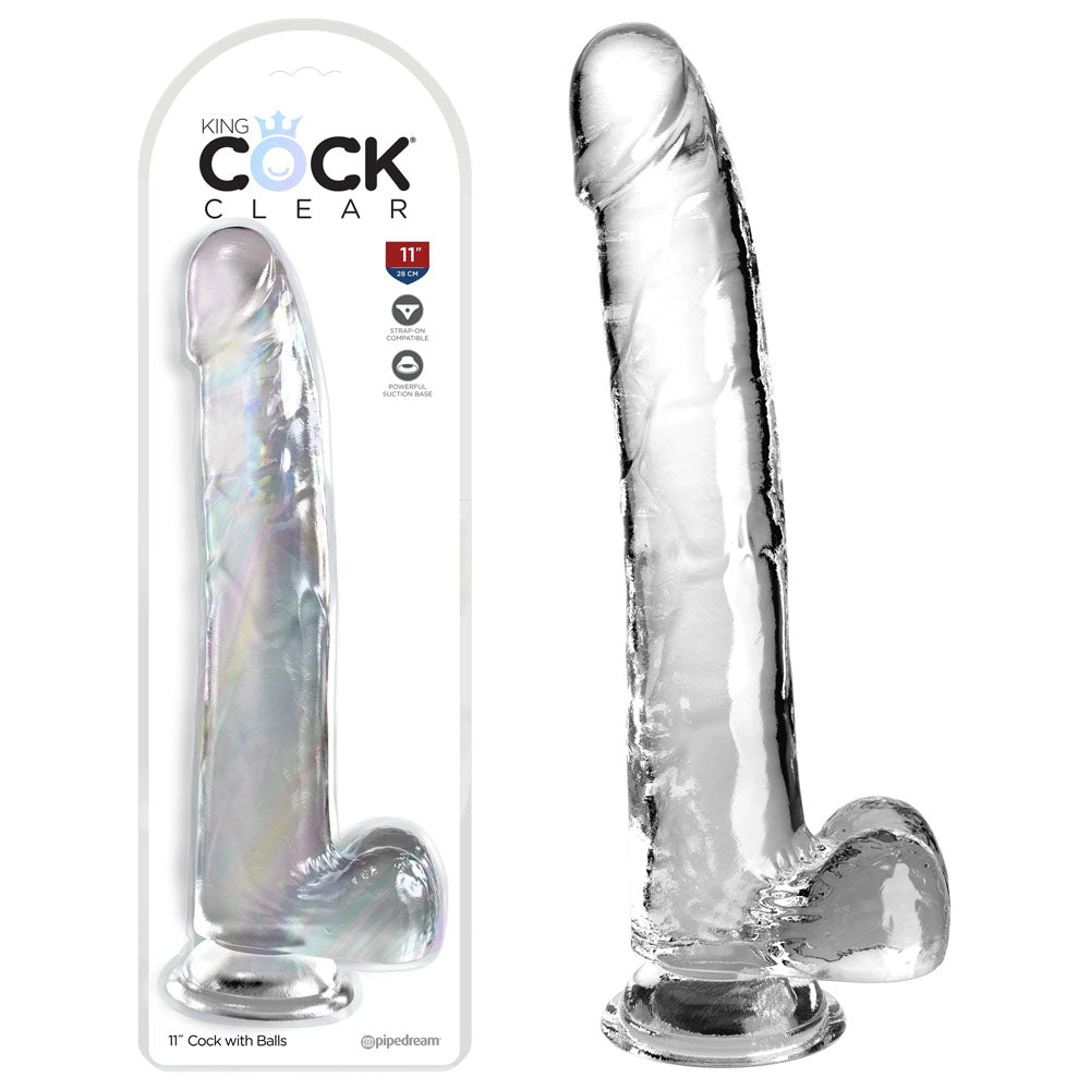 King Cock 11'' Cock with Balls - Clear