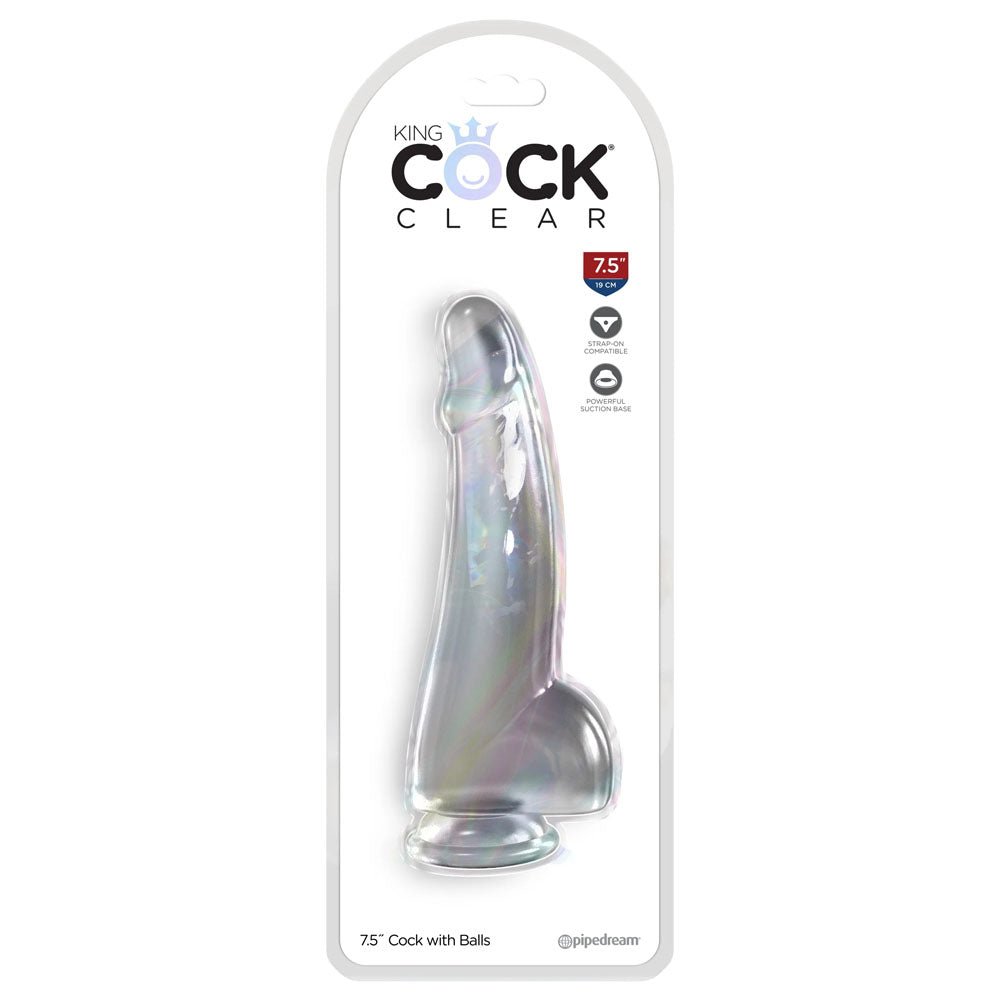 King Cock 7.5'' Cock with Balls - Clear