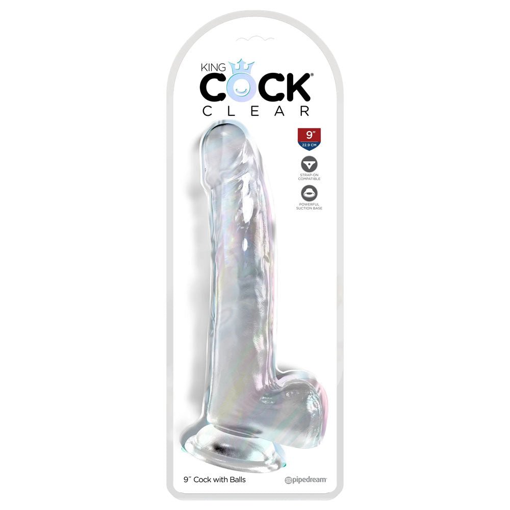 King Cock 9'' Cock with Balls - Clear