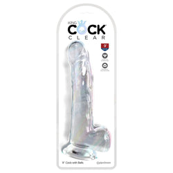 King Cock 9'' Cock with Balls - Clear